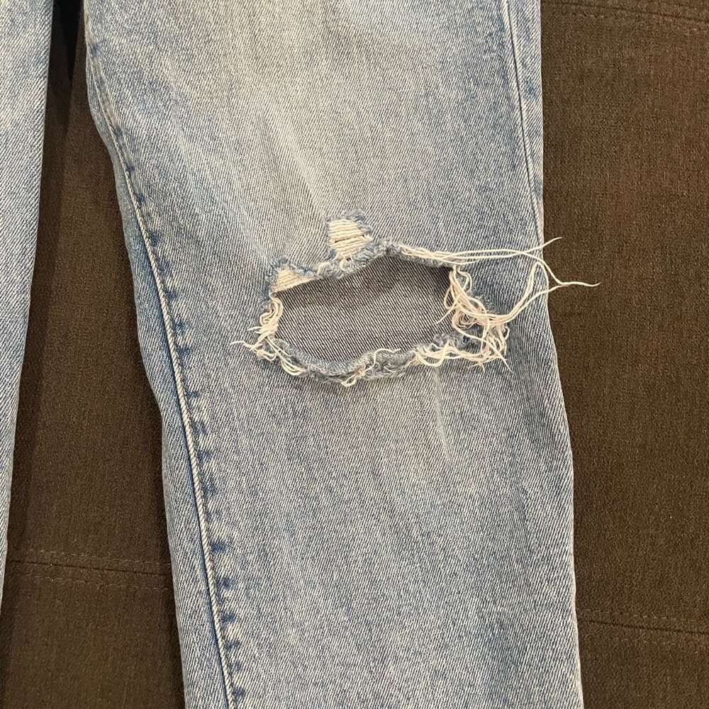 Old Navy button up distressed size 0 high rise straight leg - Picture 5 of 9